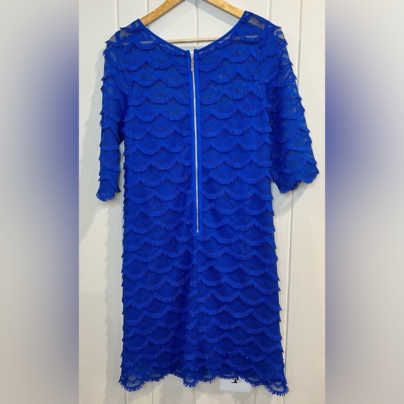 Blue Scalloped Dress w Lace and lining - Picture 7 of 9